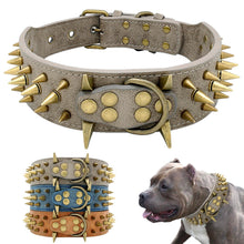 Load image into Gallery viewer, Dog Collar for Large Dogs Cool Spikes Studded Dogs Collar Leather Pet Collar for German Shepherd  Mastiff Rottweiler Bulldog