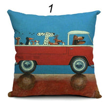 Load image into Gallery viewer, Dogs Driving Vintage Cars Pillow Covers (17 Options) - 18 x 18
