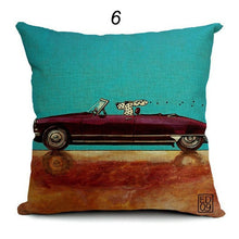 Load image into Gallery viewer, Dogs Driving Vintage Cars Pillow Covers (17 Options) - 18 x 18