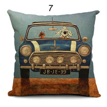 Load image into Gallery viewer, Dogs Driving Vintage Cars Pillow Covers (17 Options) - 18 x 18
