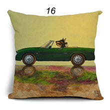 Load image into Gallery viewer, Dogs Driving Vintage Cars Pillow Covers (17 Options) - 18 x 18