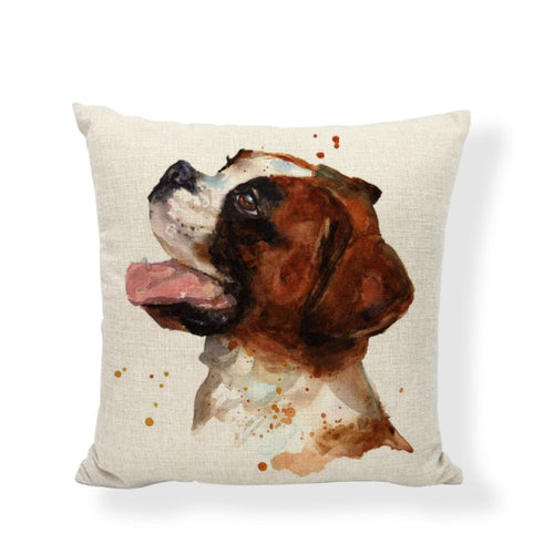 Cute Boxer Gaming Chair Cushion Cover Lovely Dogs Childlike Painted Home Decorative Holiday Gift Black Letters Throw Pillow Case