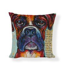 Load image into Gallery viewer, Cute Boxer Gaming Chair Cushion Cover Lovely Dogs Childlike Painted Home Decorative Holiday Gift Black Letters Throw Pillow Case